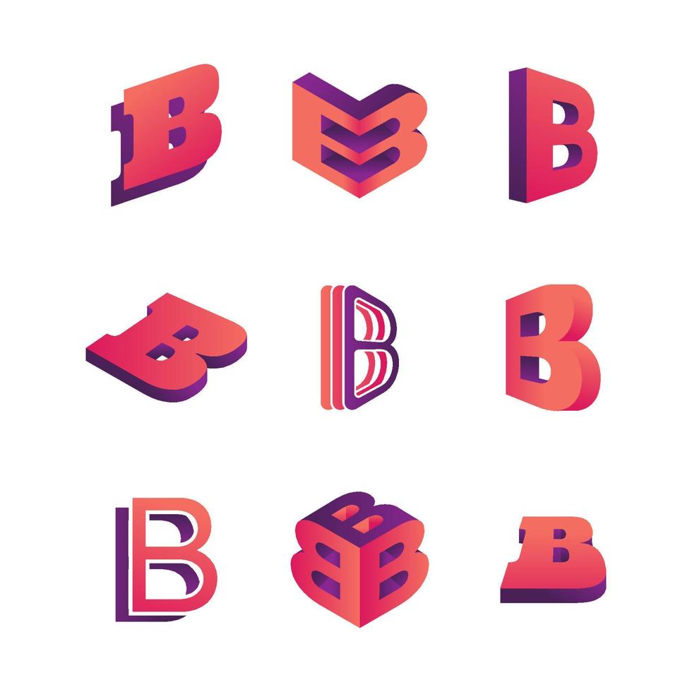 conjunto de logotipo del alfabeto b vector