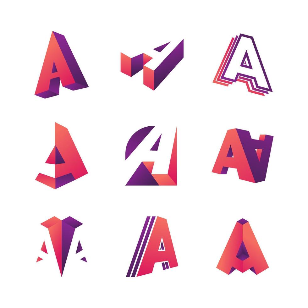 Set of A Alphabet Logo vector