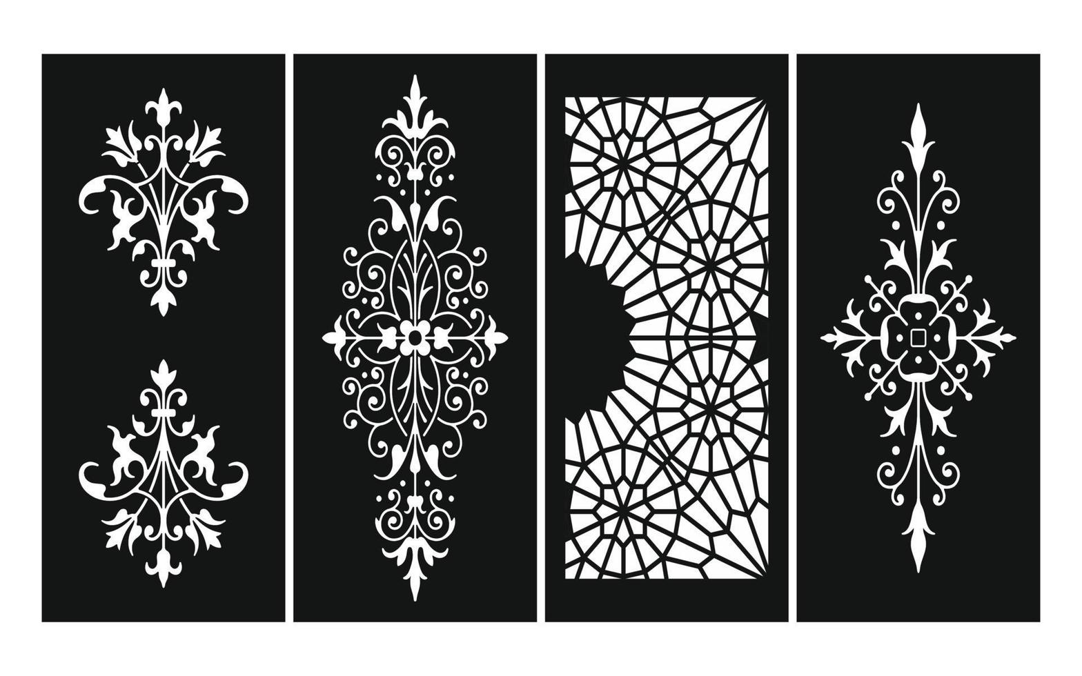 Decorative floral patterns, geometric template for cnc laser cutting vector
