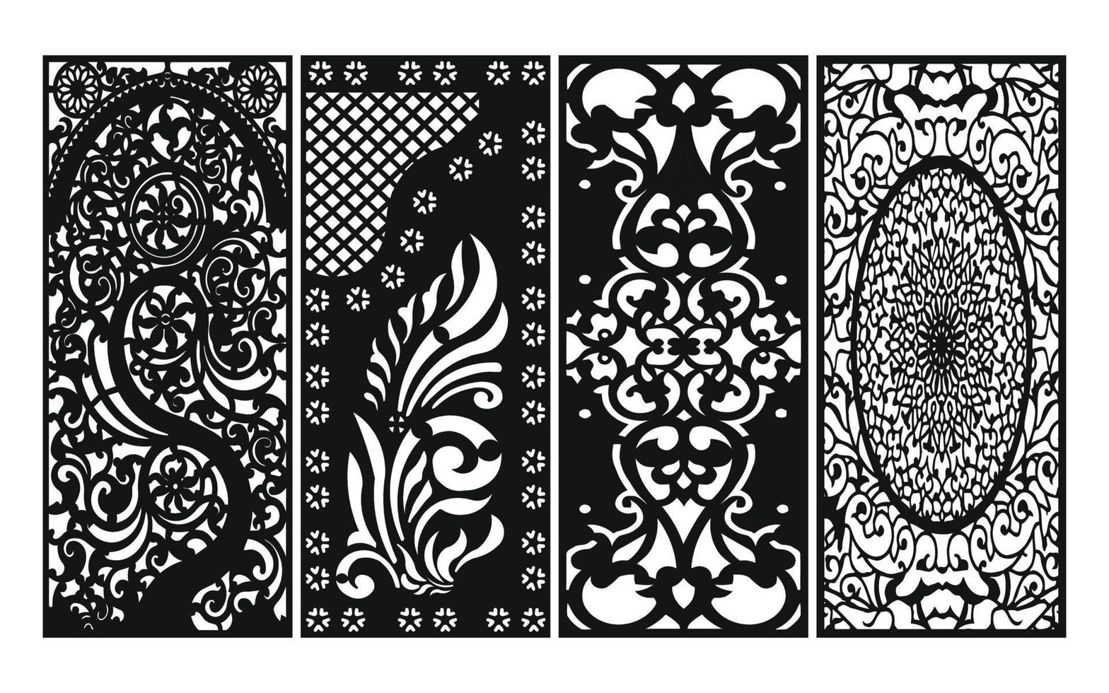 Decorative floral patterns, geometric template for cnc laser cutting vector