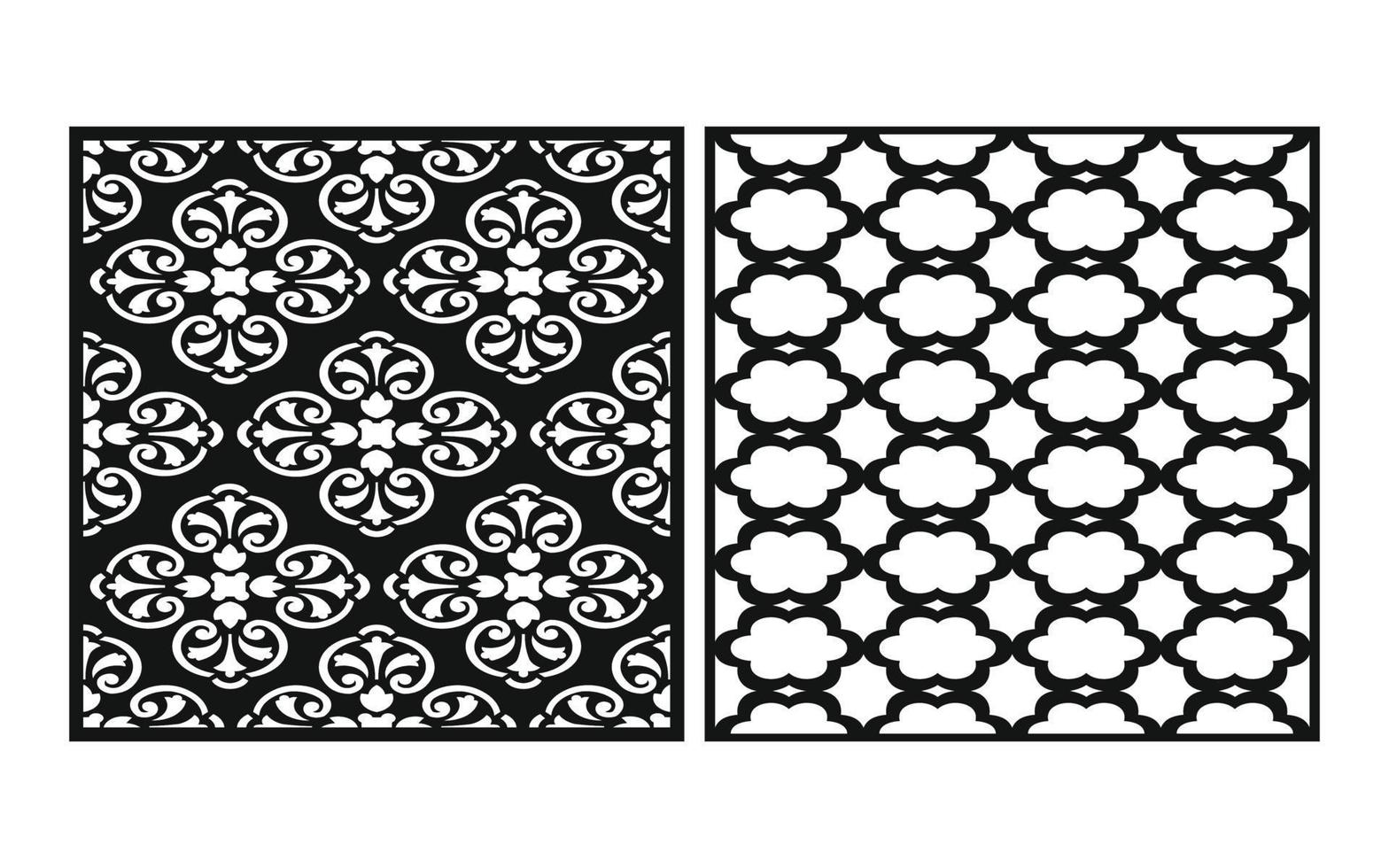 Decorative floral patterns, geometric template for cnc laser cutting vector