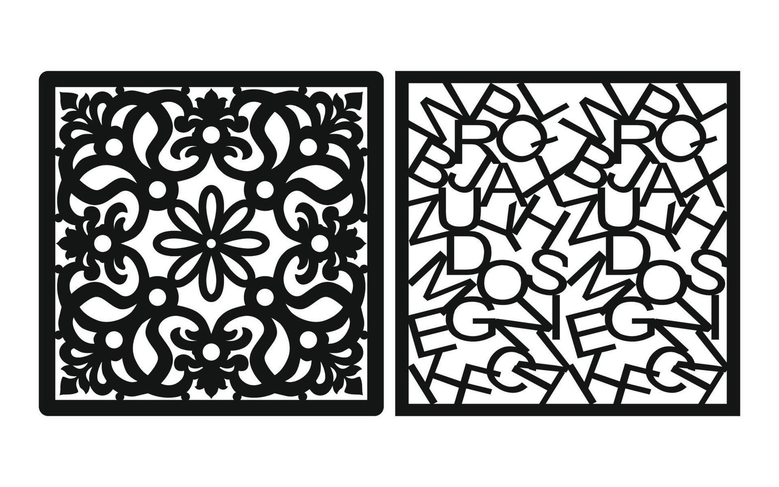 Decorative floral patterns, geometric template for cnc laser cutting vector