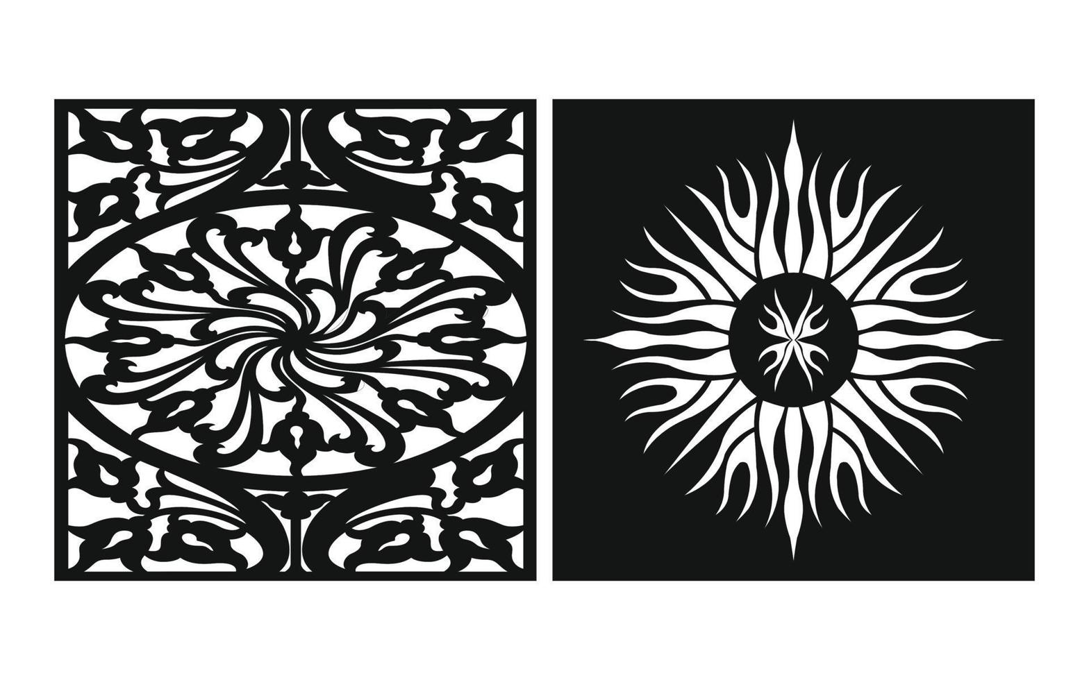 Decorative floral patterns, geometric template for cnc laser cutting vector