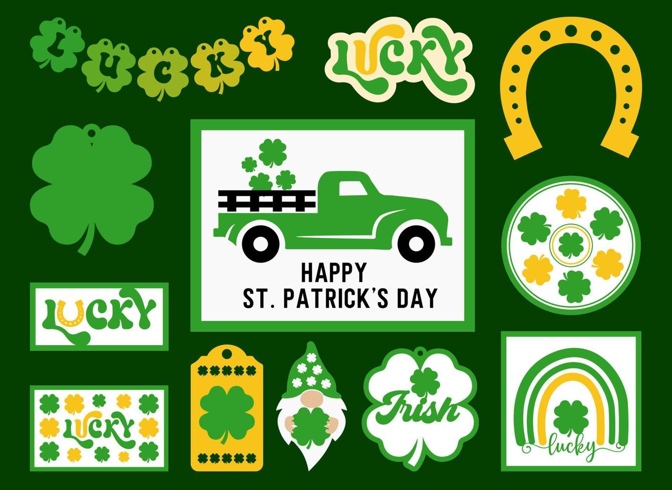St. Patrick's Day Tiered Tray vector for laser cut Bundle