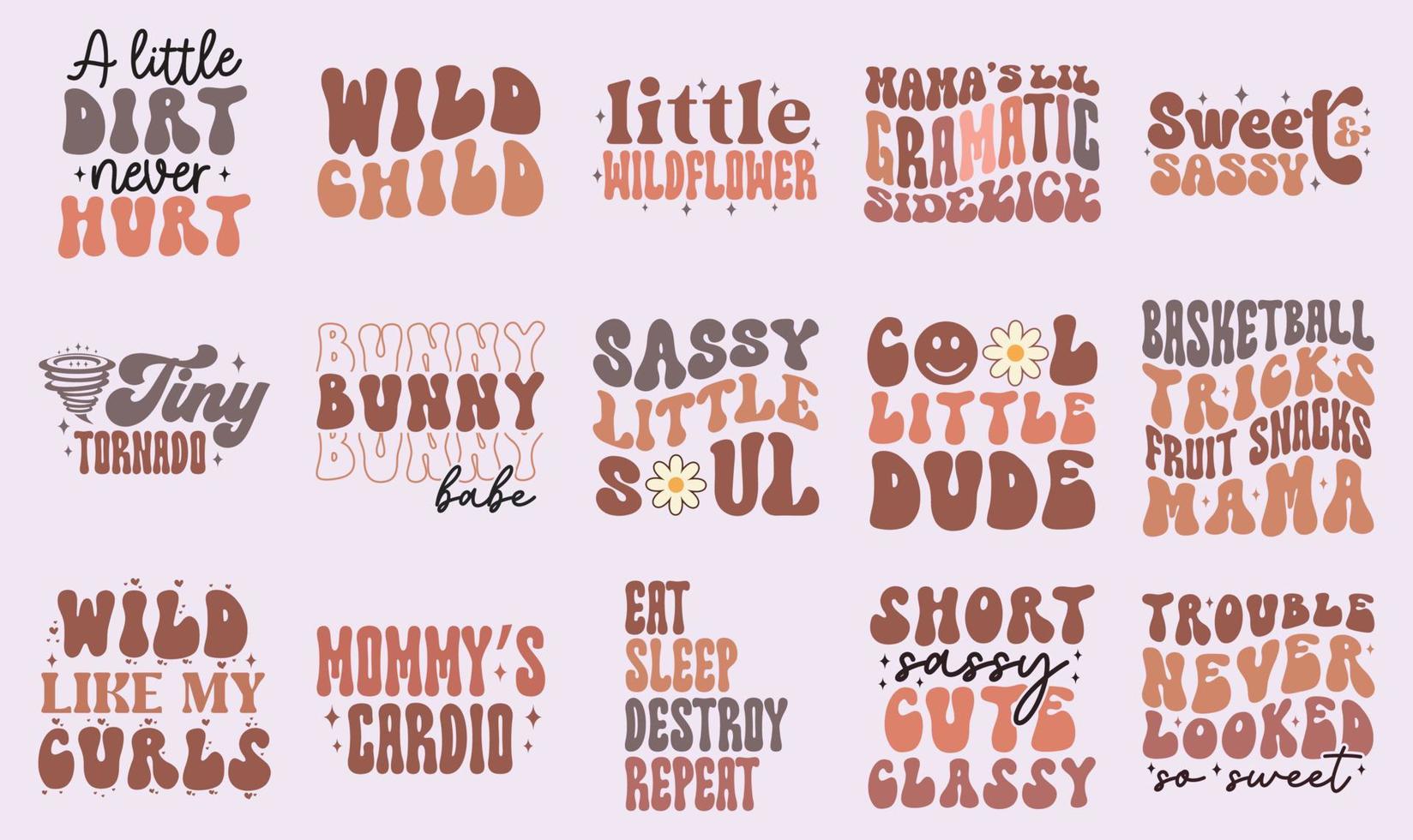 Retro Toddler Funny Kids Typography Bundle for T-shirt vector