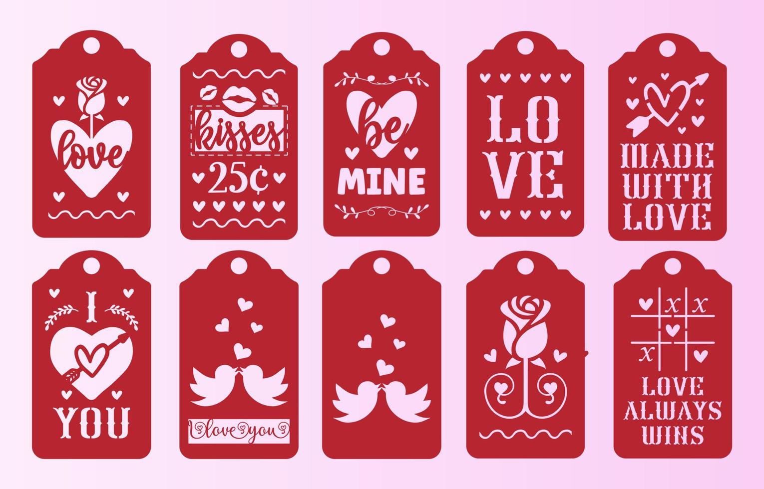 Valentines Gift tags vector bundle for laser cut