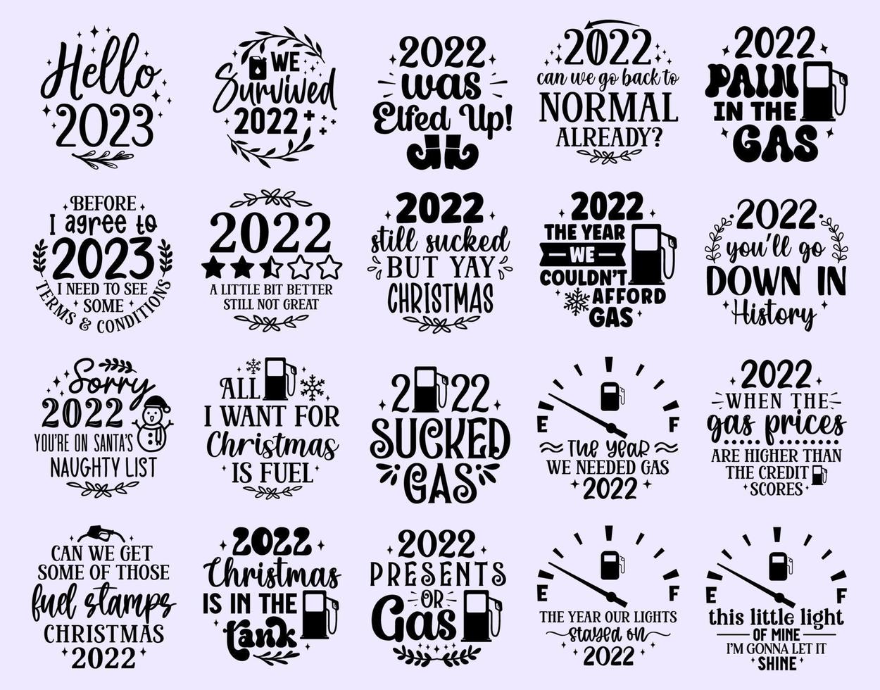 Christmas Ornaments typography Bundle 2022 vector