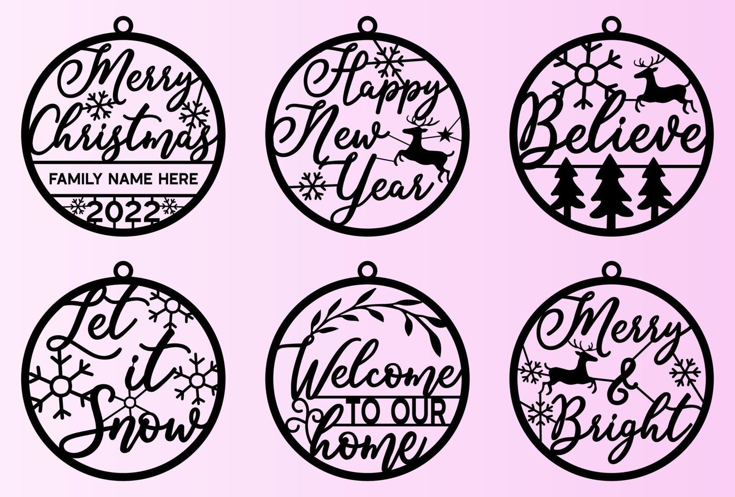 Believe Christmas round Coaster vector for Laser Cut Files