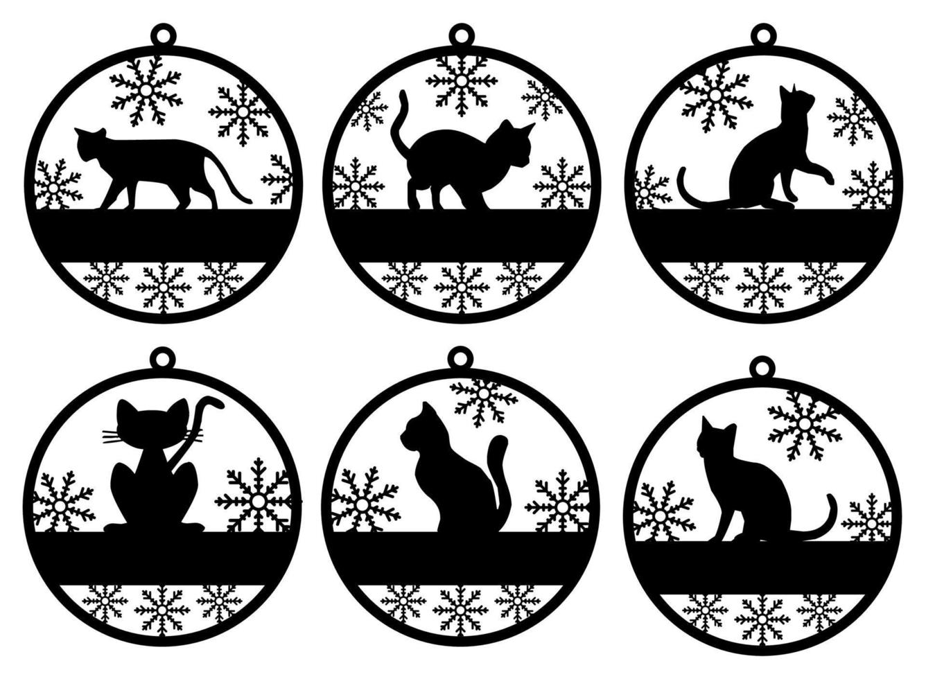 Christmas Ornaments SVG Laser Cut Files Cat vector