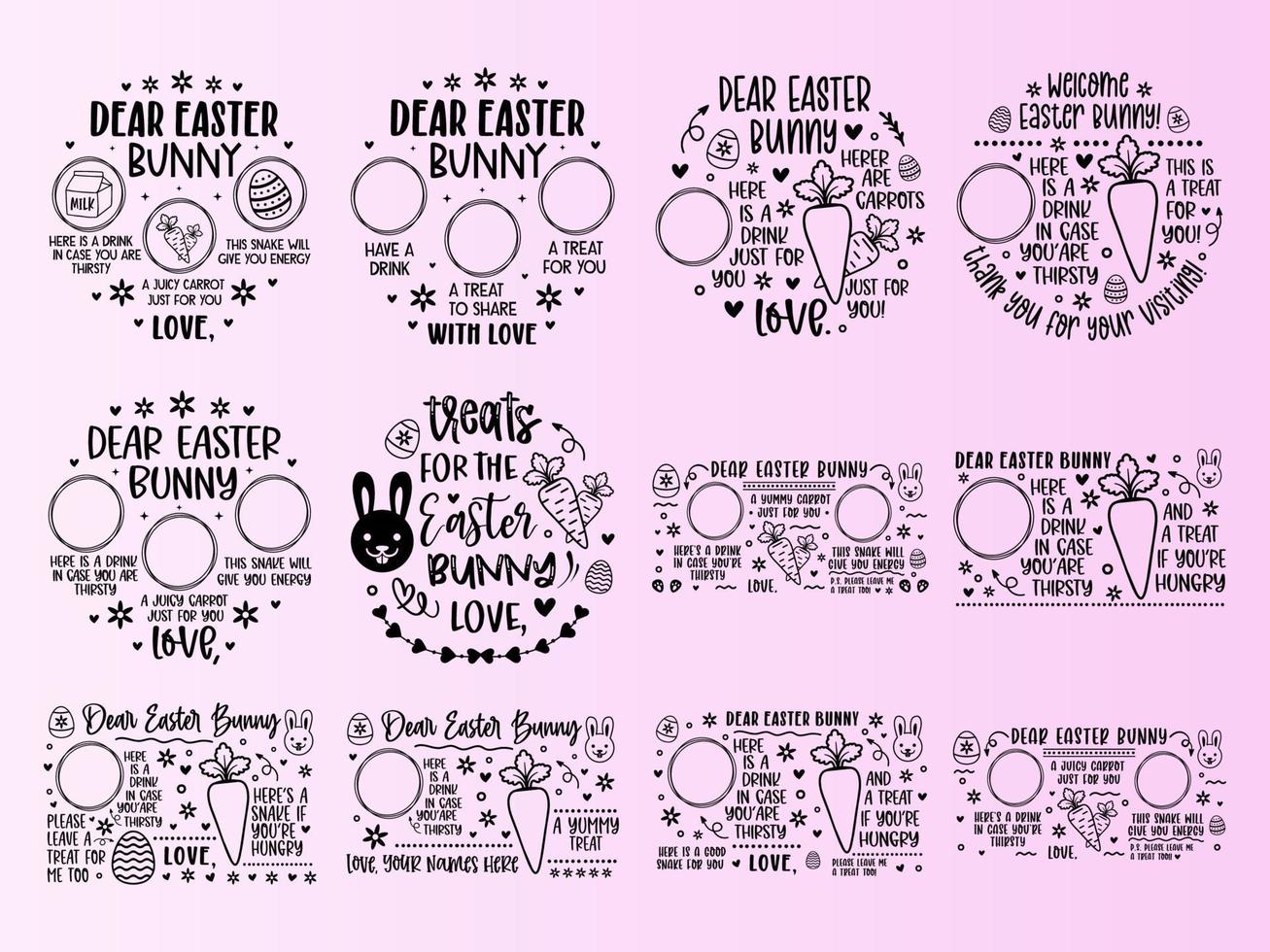 Dear Easter Bunny Tray typography bundle, laser cut, wood vector