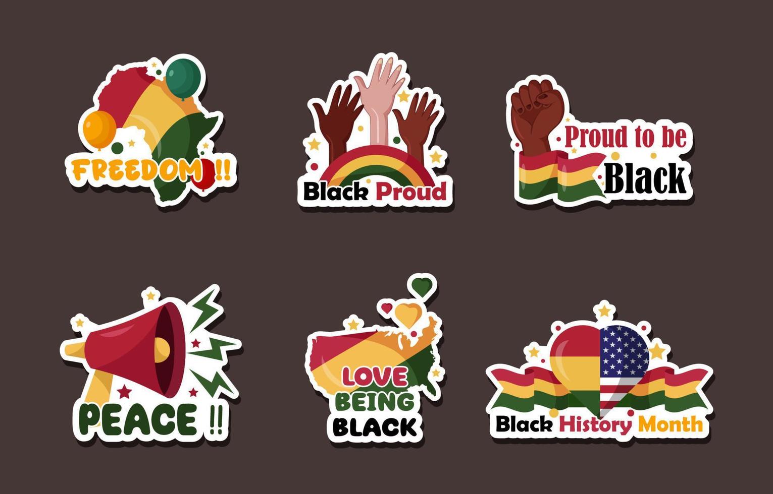 Black History Month Stickers Collection vector