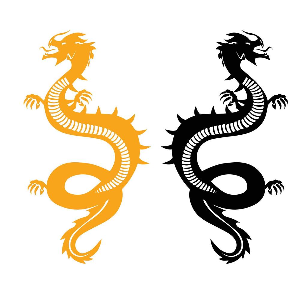 Black and yellow tribal dragon tattoo vector illustration