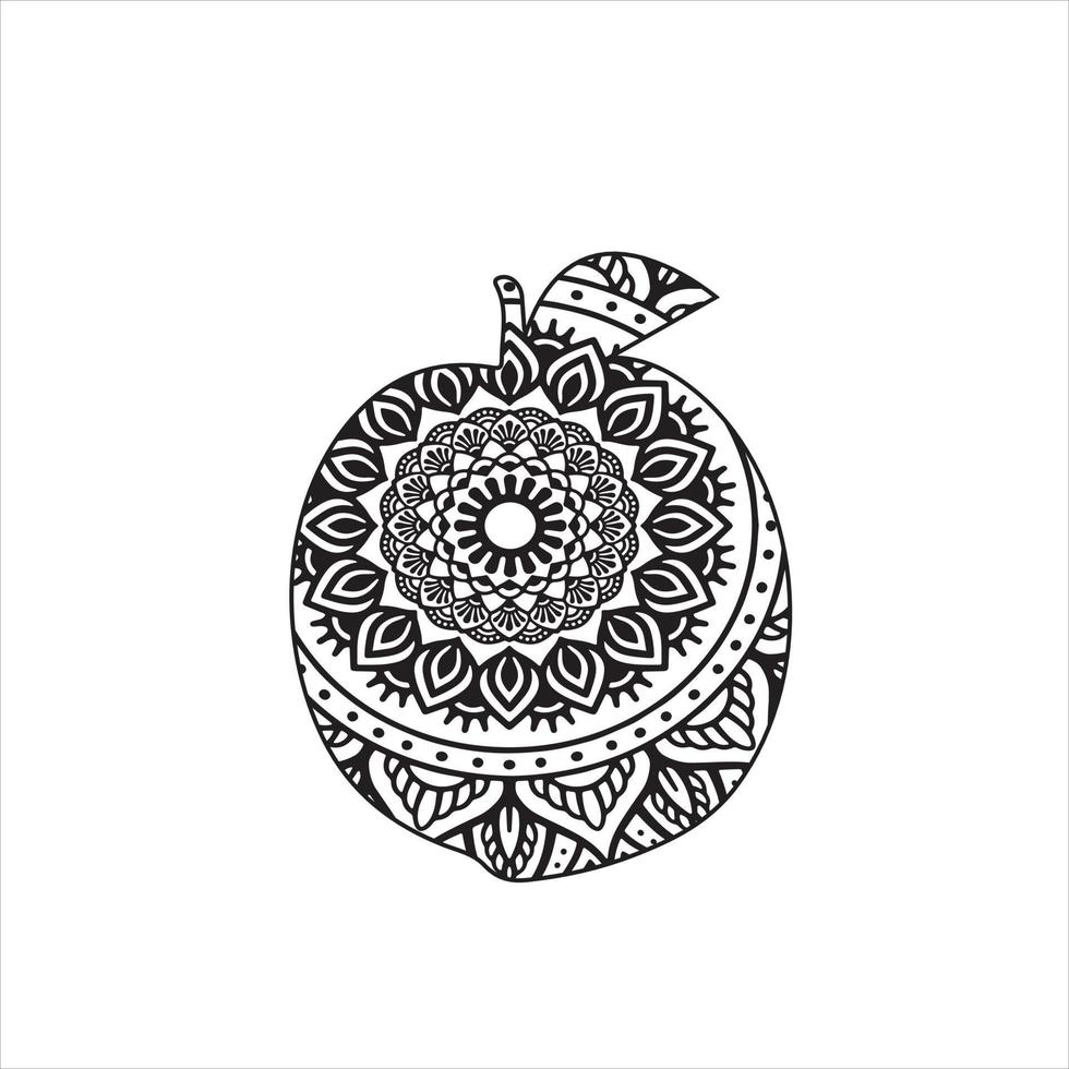 Fruit mandala coloring page for kids and adult vector