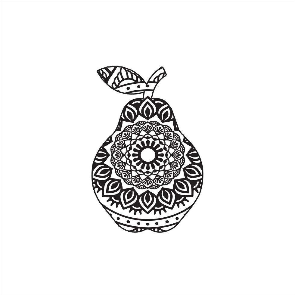 Fruit mandala coloring page for kids and adult vector