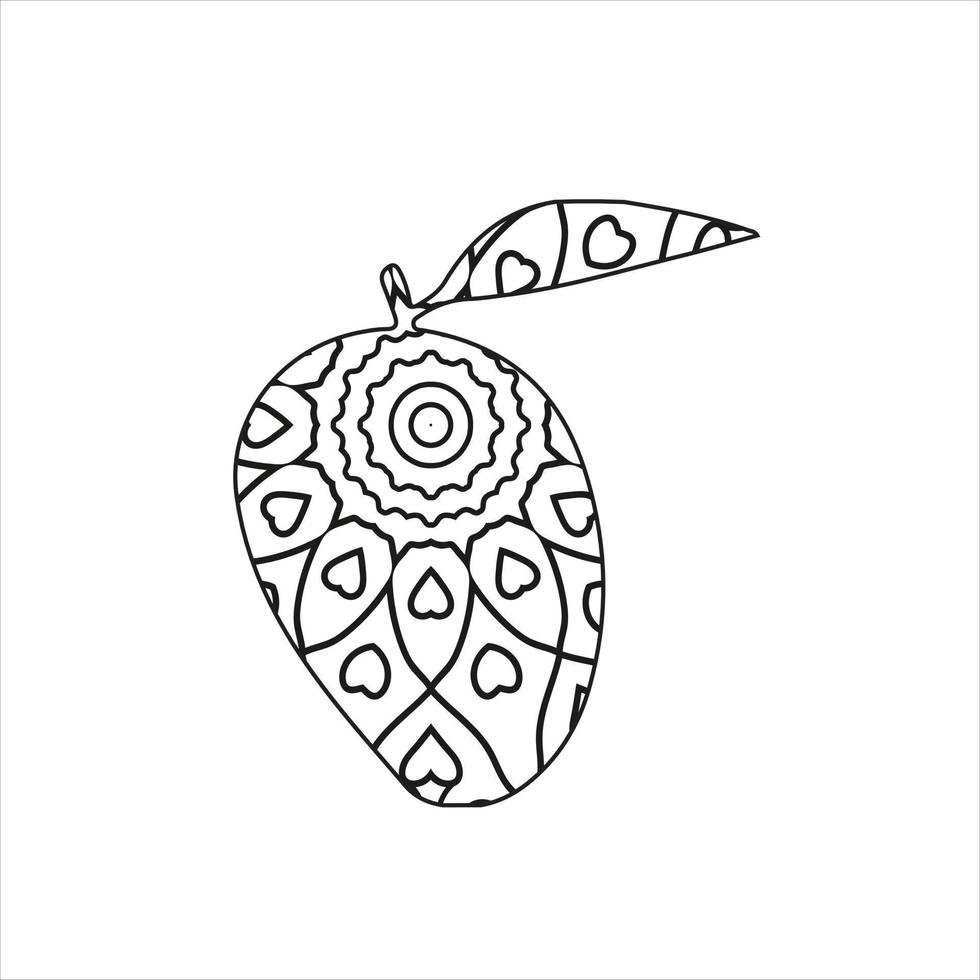Fruit mandala coloring page for kids and adult vector