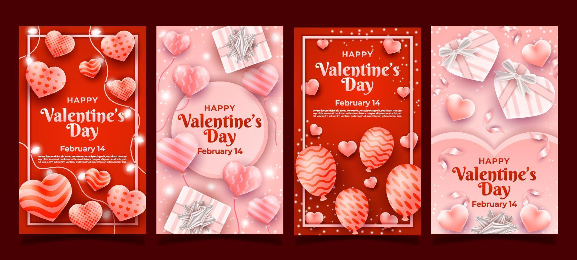 Happy Valentine's Day Social Media Post Templates vector