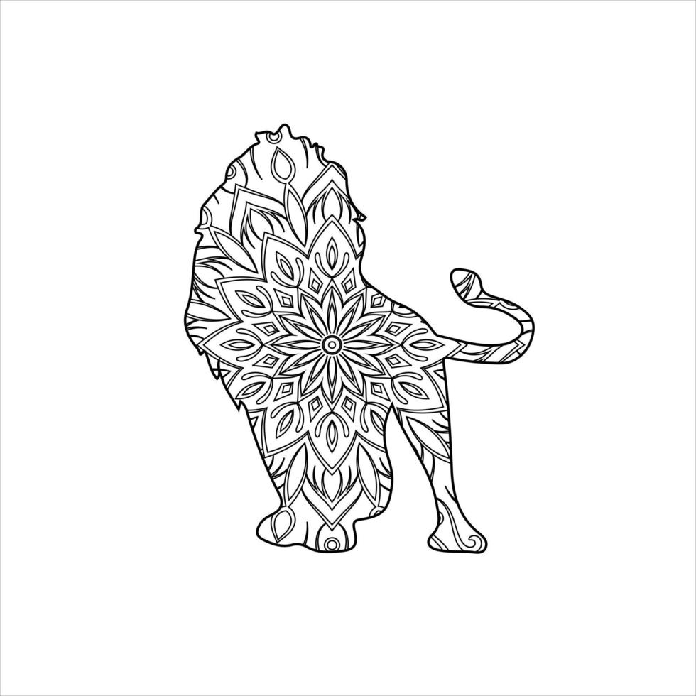 Vector lion mandala coloring page for kids and adult