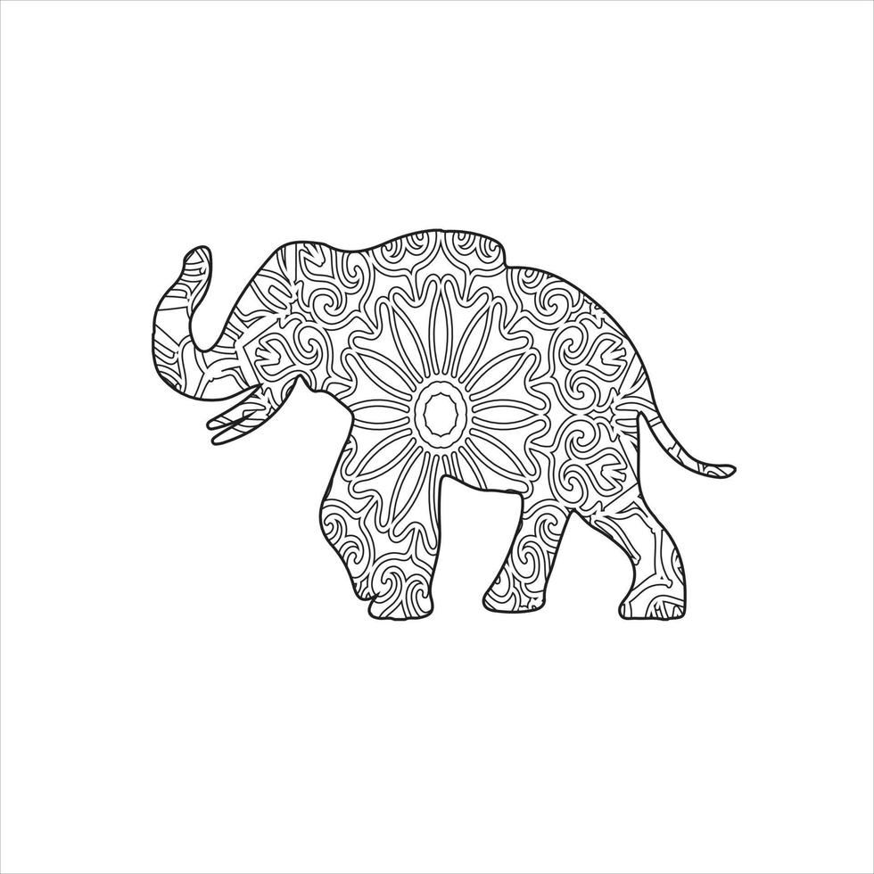 mandala elefante página para colorear para niños y adultos vector