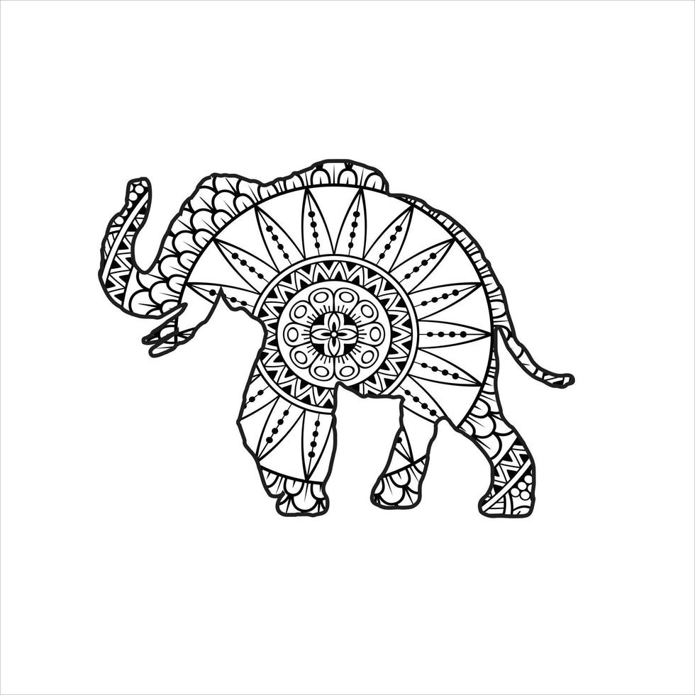 mandala elefante página para colorear para niños y adultos vector