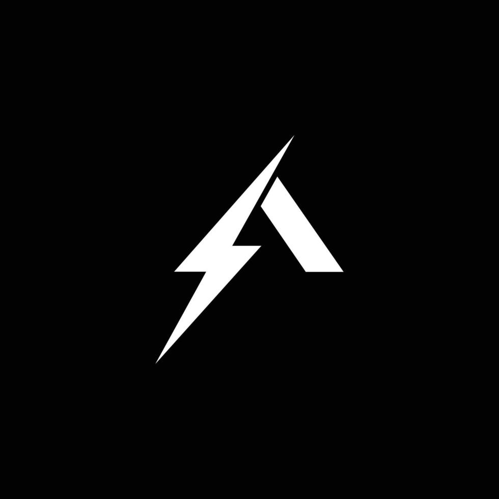 Letter A with electric flash modern logo vector