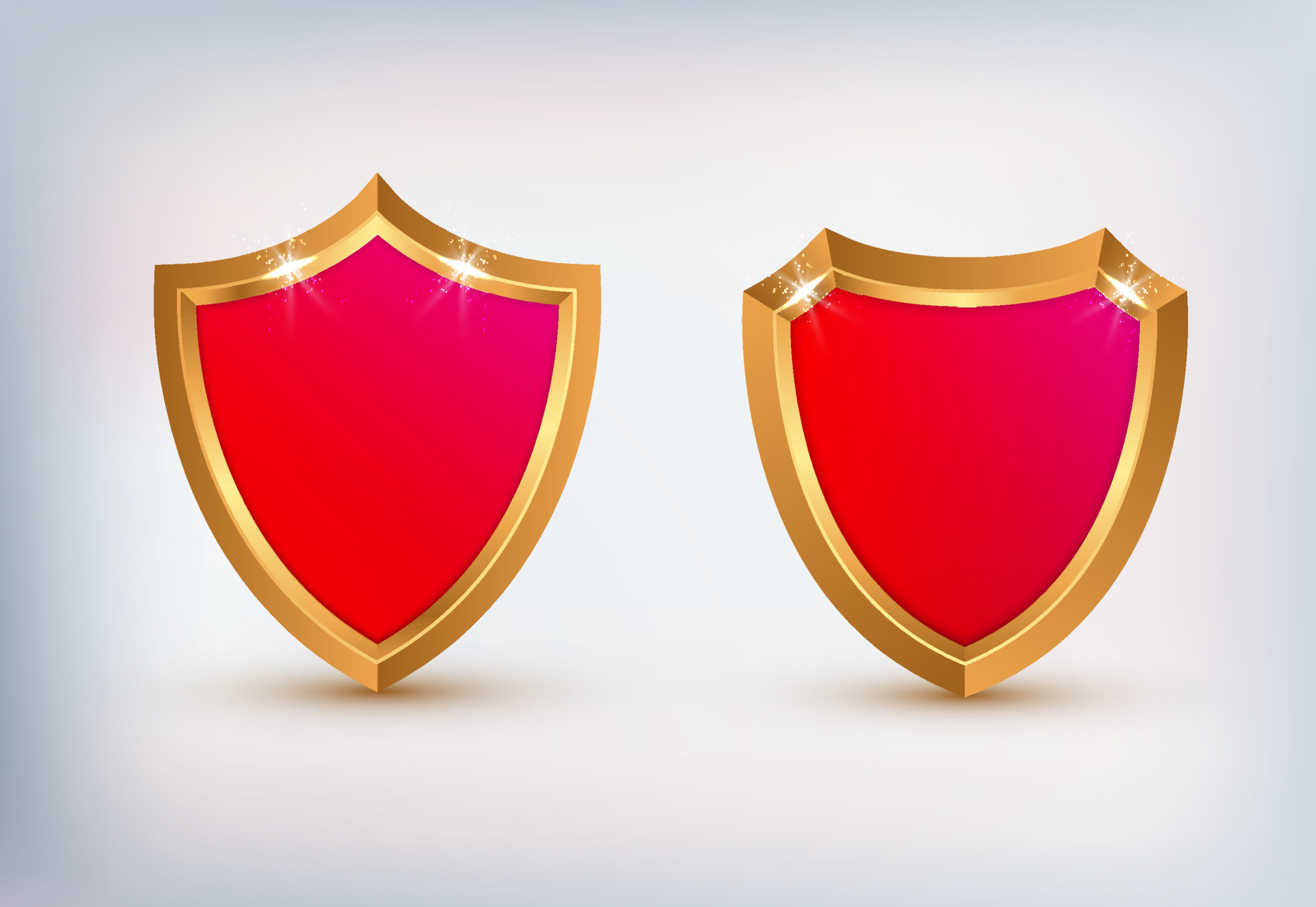 Golden metal shield vector design. Flag Shield design Template. Two