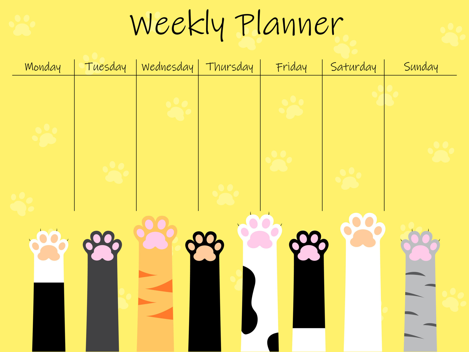 Weekly planner and to do list with cute cats Vector Image