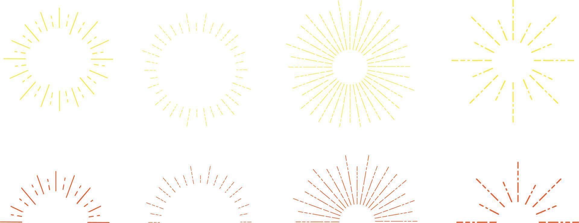 conjunto de línea de sol de material de crayón vector