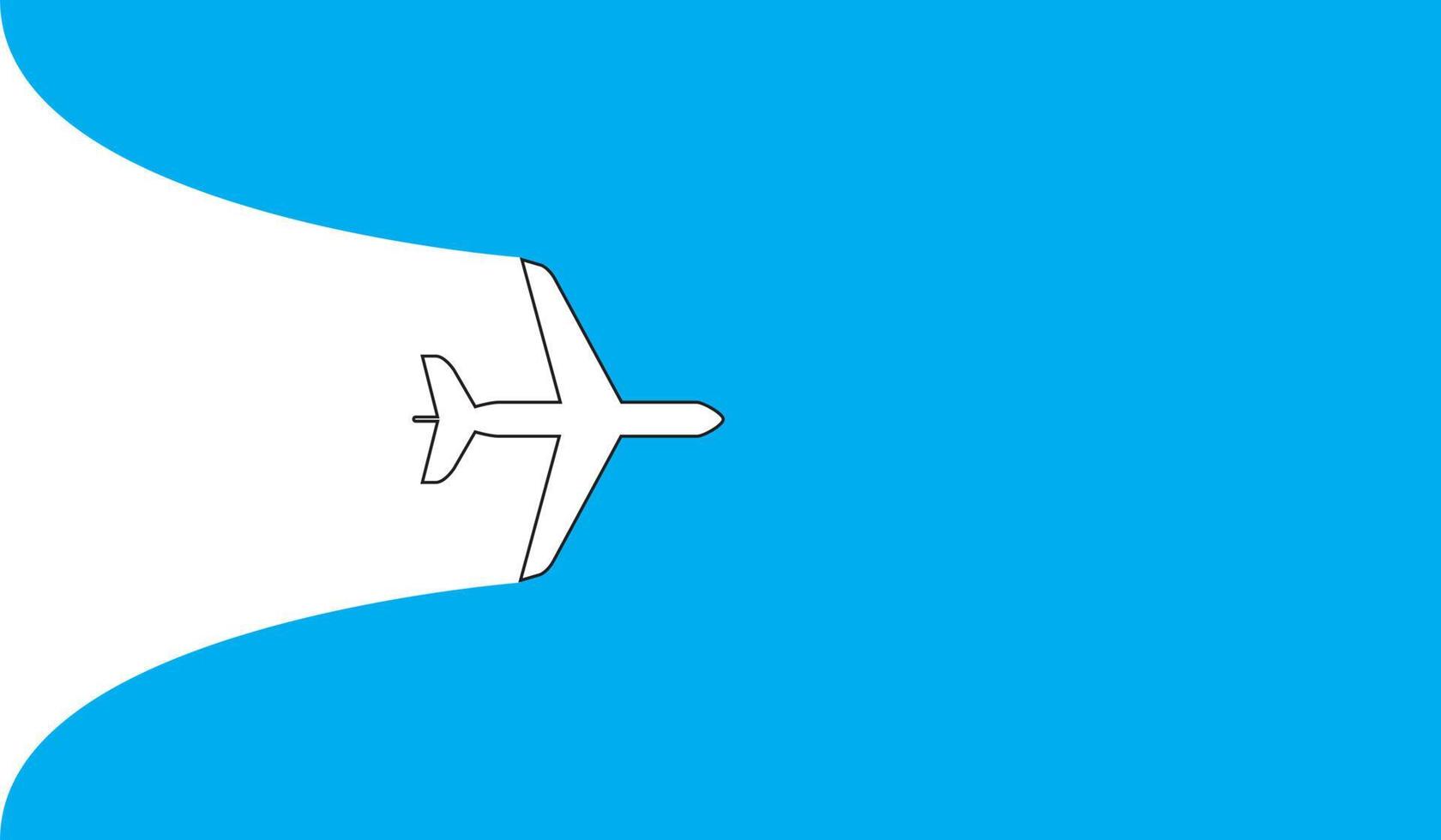 White plane symbol on a blue background. Airplane flight path banner vector