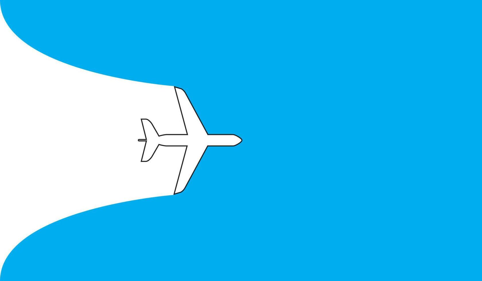 White plane symbol on a blue background. Airplane flight path banner vector