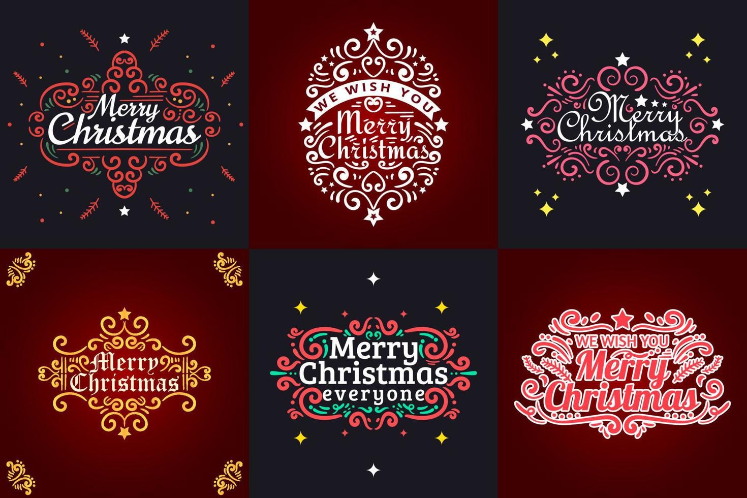 Christmas lettering set vector