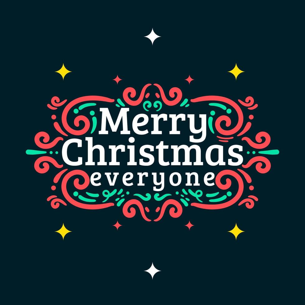 Merry Christmas Lettering and Ornament vector