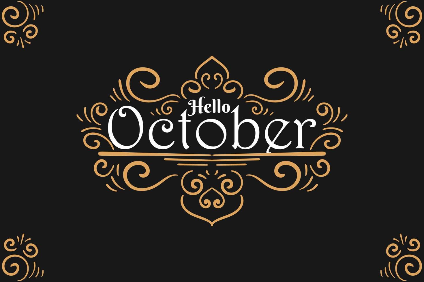 hola letras de octubre vector