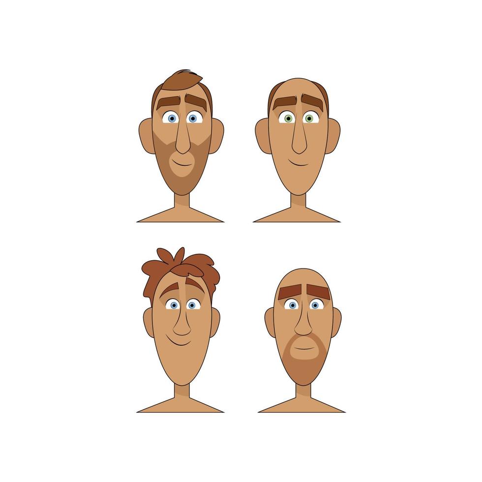 Set of different avatars of a man with blue eyes and brown hair vector