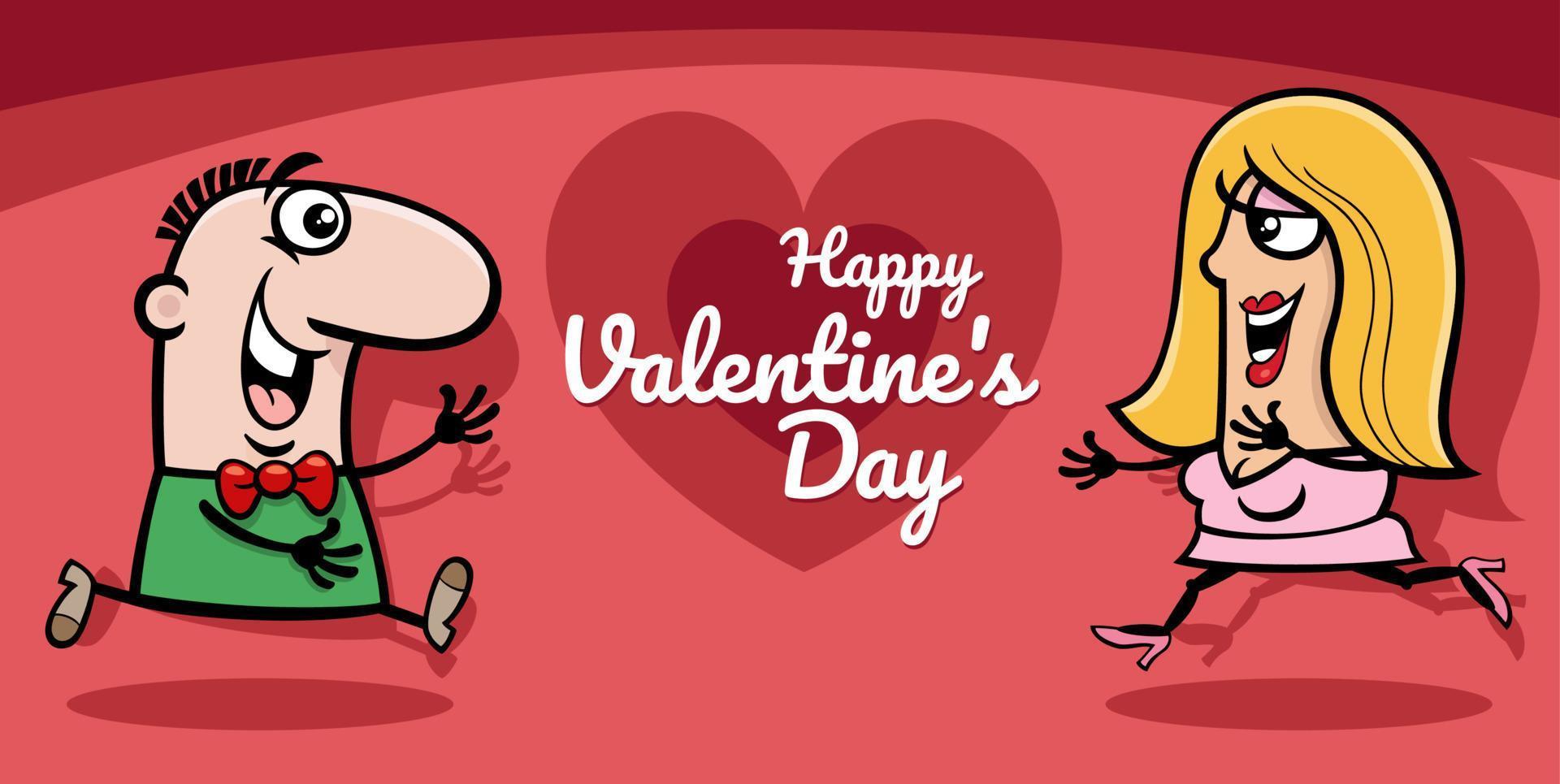Valentines Day design with cartoon couple in love vector