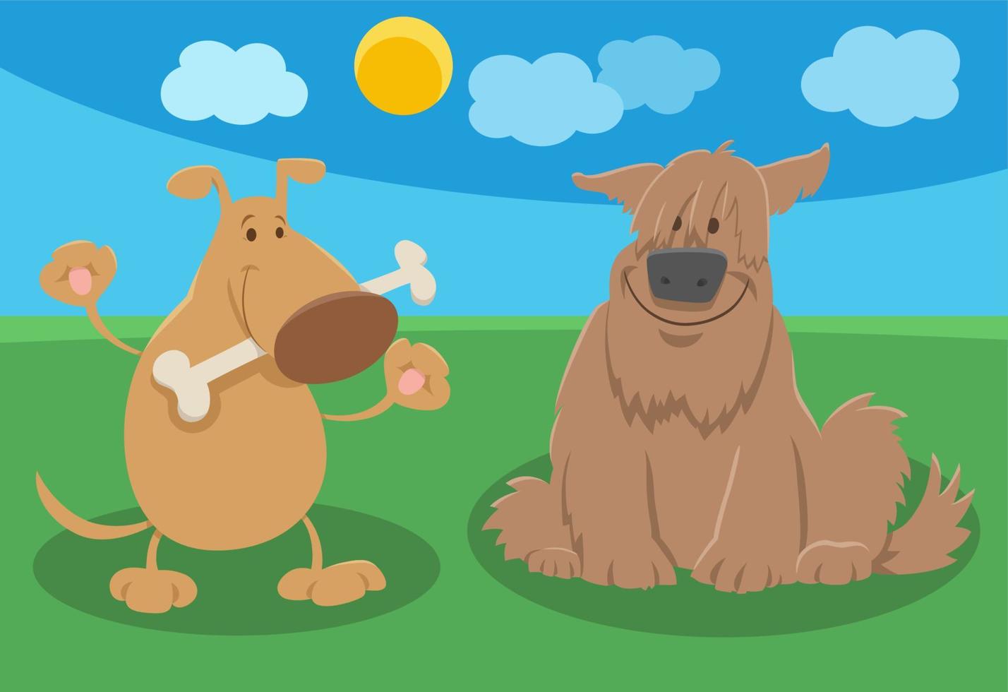 two cartoon dogs comic animal characters vector