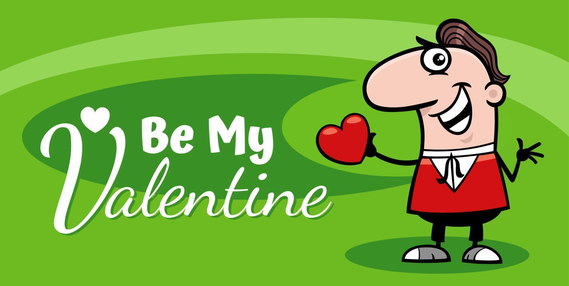 Valentines Day design with cartoon man with heart vector