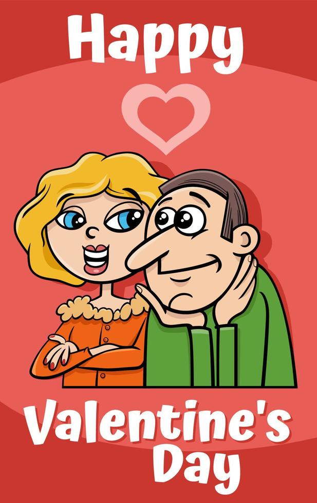 diseño de tarjeta de felicitación de san valentín con pareja de dibujos animados en el amor vector