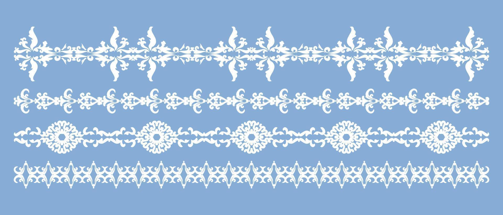 Damask horizontal vintage pattern. Vector set divayder. A collection of vintage frame and border. Frame template. Modern design element.