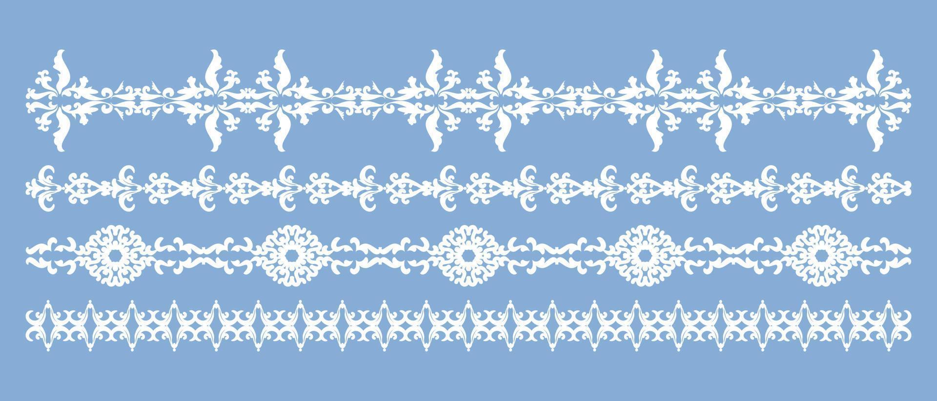 Damask horizontal vintage pattern. Vector set divayder. A collection of vintage frame and border. Frame template. Modern design element.