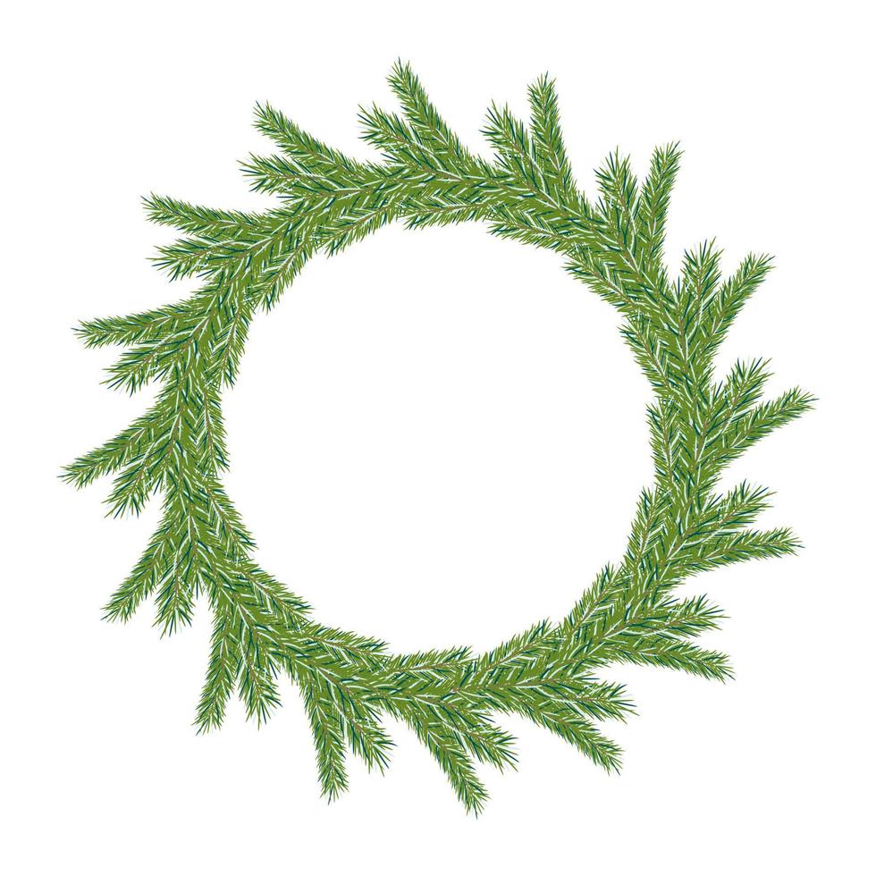 Template with green wreath of spruce branches for celebration design. Frame template. Vector pattern. New year illustration.New Year. Christmas.