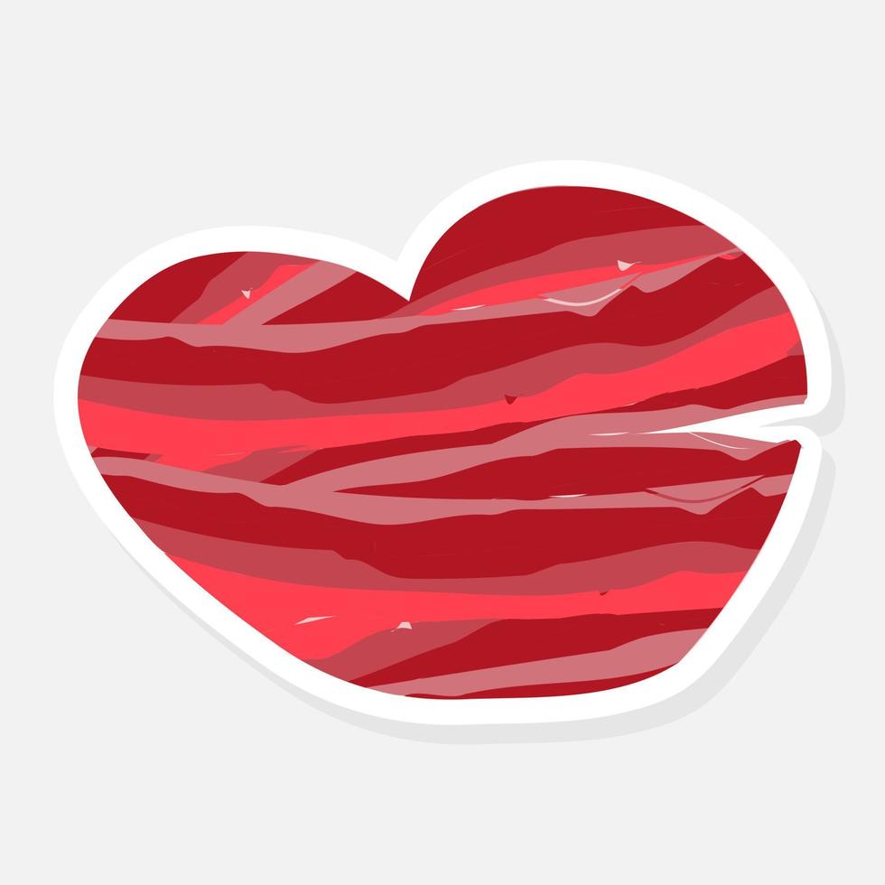 Cute abstract red heart sticker on white background. vector