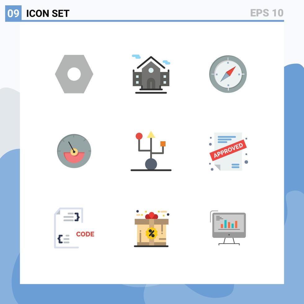 Set of 9 Modern UI Icons Symbols Signs for hardware devices compass computers eletrical Editable Vector Design Elements