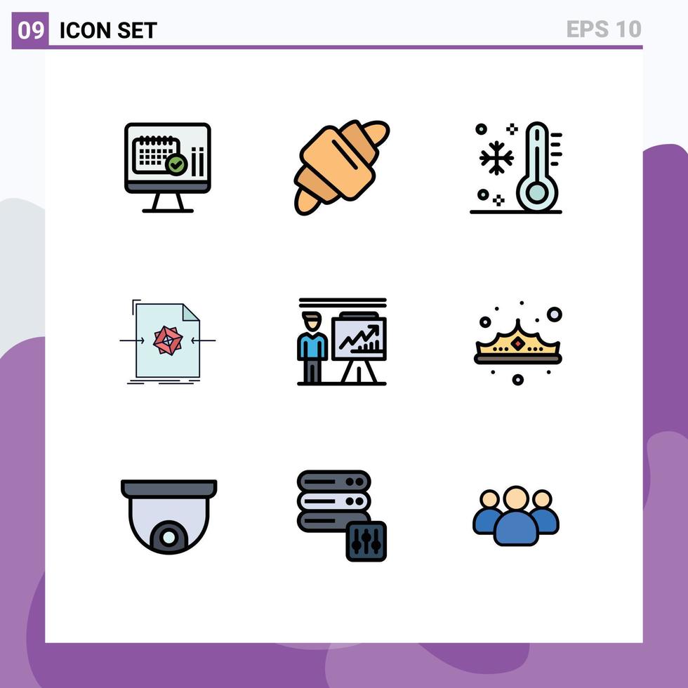 9 Creative Icons Modern Signs and Symbols of business object holiday file vacation Editable Vector Design Elements