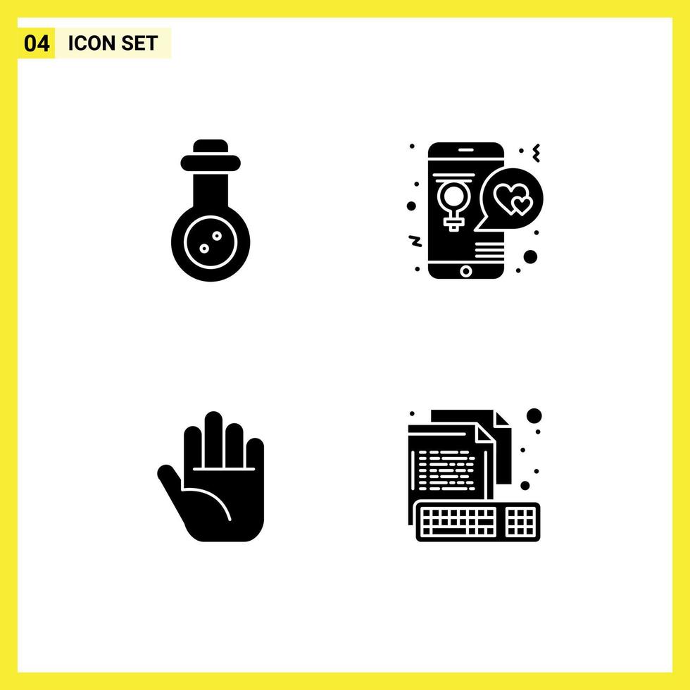 Universal Solid Glyphs Set for Web and Mobile Applications bacteria hand app lover computer Editable Vector Design Elements