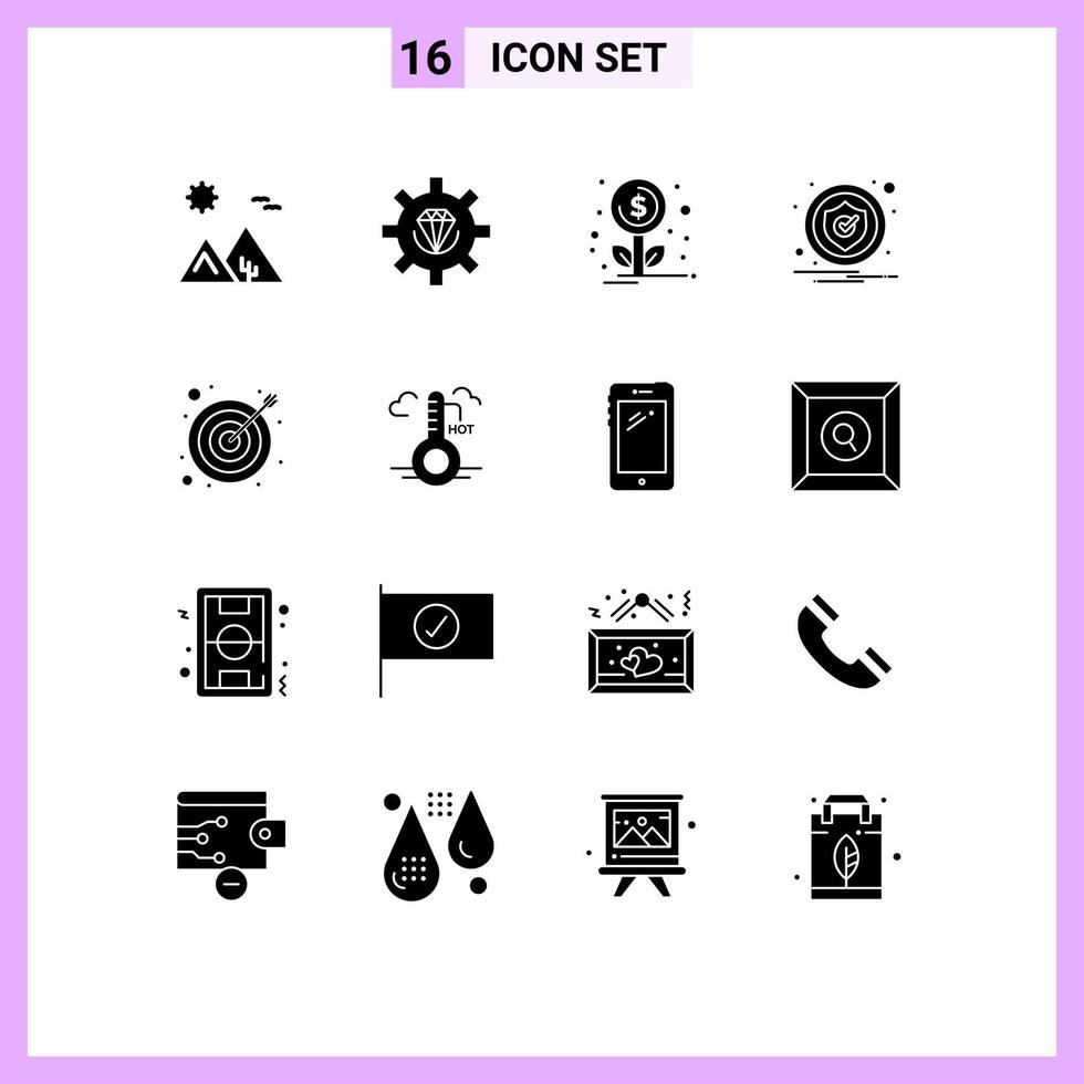Set of 16 Modern UI Icons Symbols Signs for arrow notification process caution investment Editable Vector Design Elements
