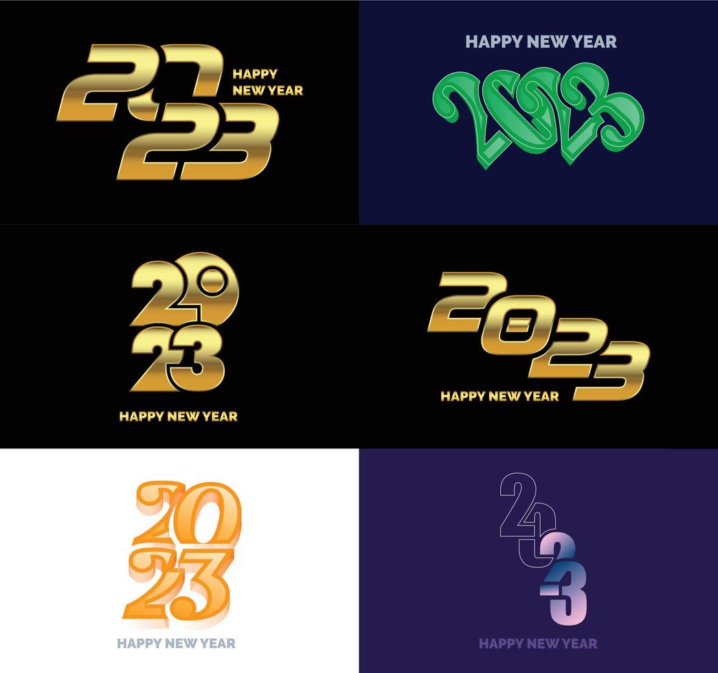 Big Set of 2023 Happy New Year logo text design 2023 number design template vector