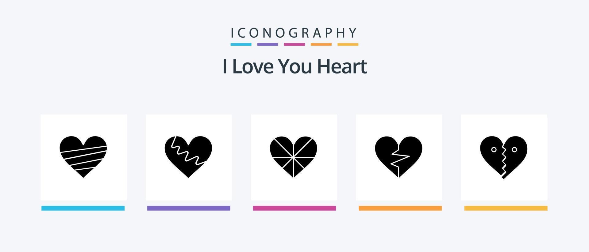 Heart Glyph 5 Icon Pack Including . favorite. broken. like. Creative Icons Design vector