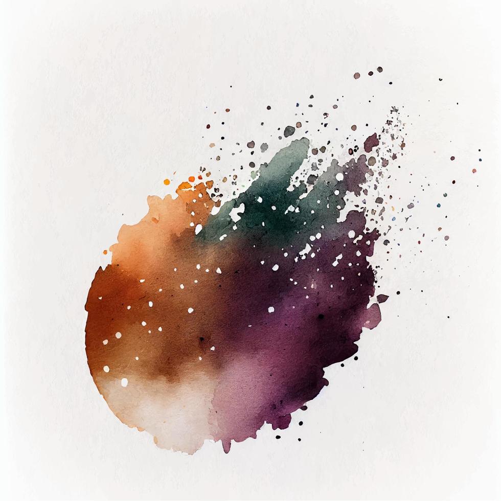 Purple, violet, orange and green watercolor textured stains. Aquarelle vector illustration