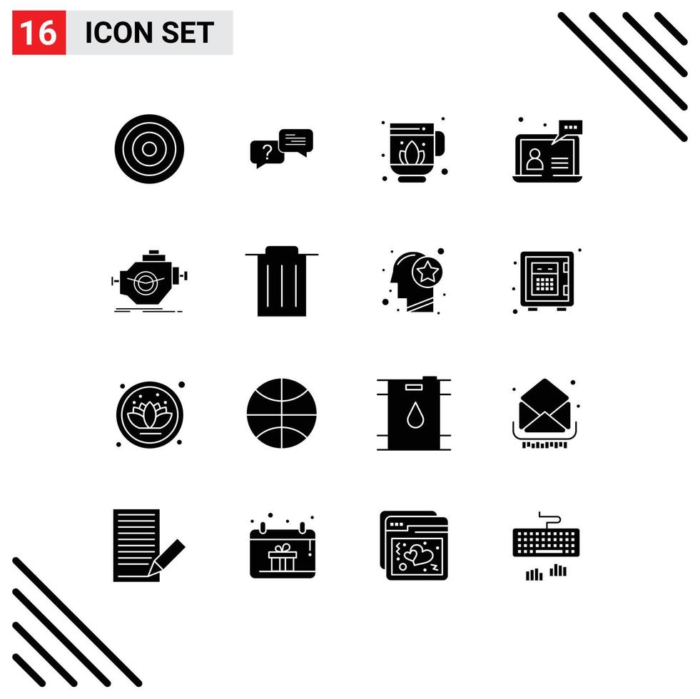 Universal Icon Symbols Group of 16 Modern Solid Glyphs of industry help jag customer chat Editable Vector Design Elements