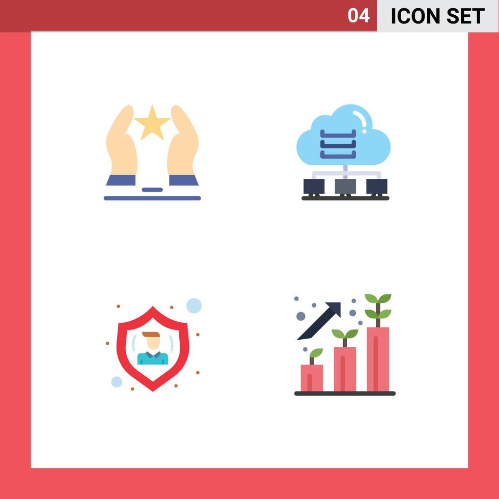 Modern Set of 4 Flat Icons and symbols such as built cloud motivation computer people Editable Vector Design Elements